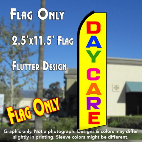 DAYCARE (Yellow/Multi) Flutter Polyknit Feather Flag (11.5 x 2.5 feet)