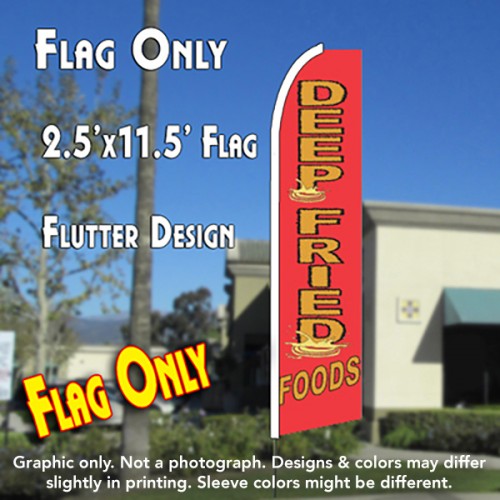 DEEP FRIED FOODS Flutter Feather Banner Flag (11.5 x 2.5 Feet)