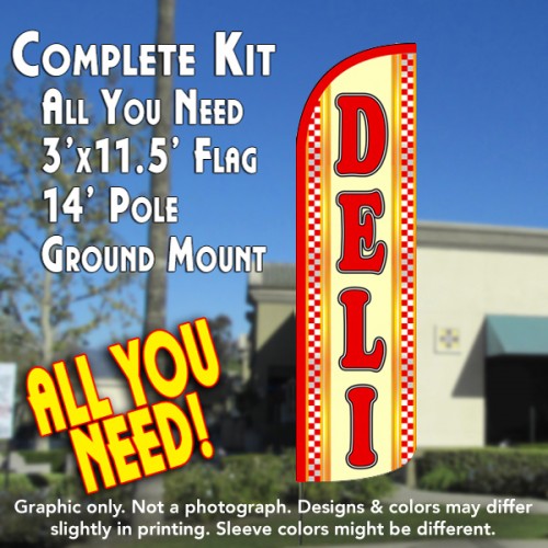 Deli Windless Feather Banner Flag Kit (Flag, Pole, & Ground Mt)