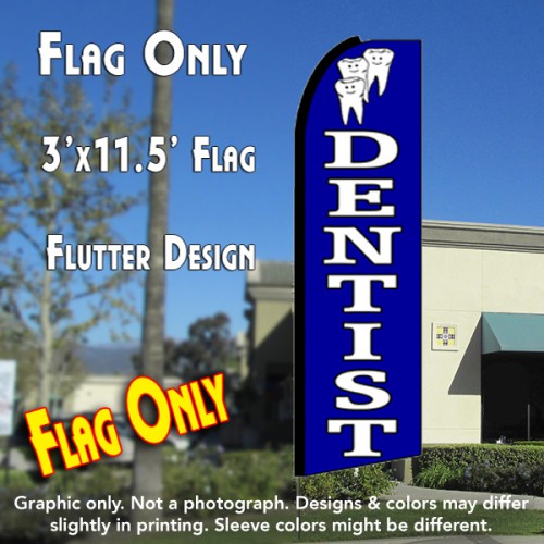 Dentist (Dark Blue) Flutter Feather Banner Flag (11.5 x 3 Feet)
