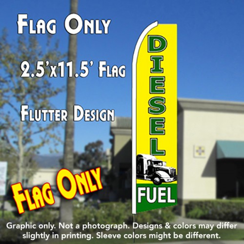 Diesel Fuel (Yellow/Green) Flutter Feather Banner Flag (11.5 x 2.5 Feet)
