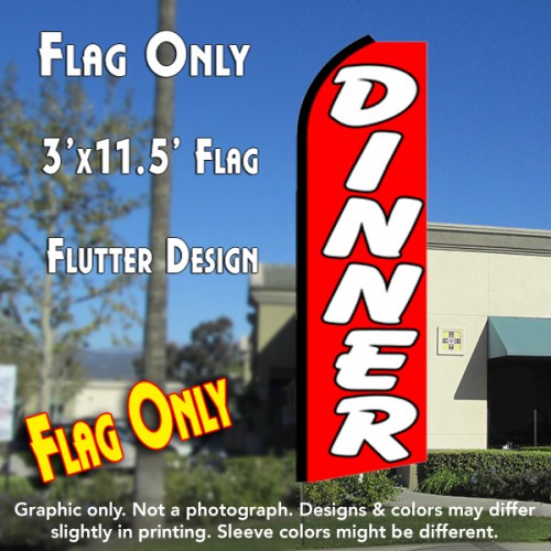 DINNER (Red) Flutter Feather Banner Flag (11.5 x 3 Feet)