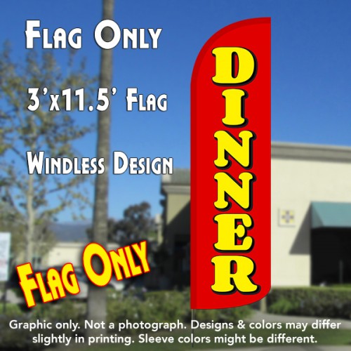 Dinner (Red/Yellow) Windless Polyknit Feather Flag (3 x 11.5 feet)