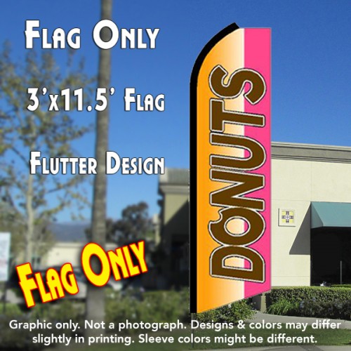 DONUTS (Orange/Pink) Flutter Feather Banner Flag (11.5 x 3 Feet)