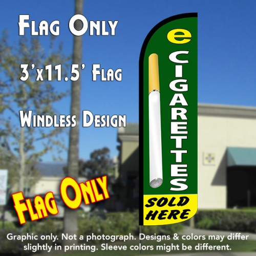E-Cigarettes Sold Here Windless Polyknit Feather Flag (3 x 11.5 feet)