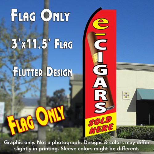 E-CIGARS SOLD HERE Flutter Feather Banner Flag (11.5 x 3 Feet)