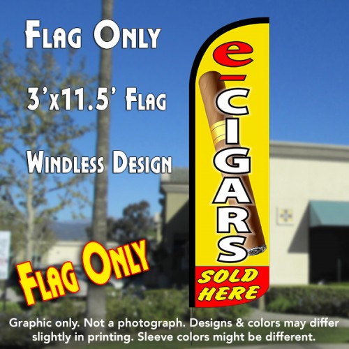 E-Cigars Sold Here Windless Polyknit Feather Flag (3 x 11.5 feet)