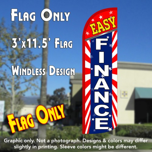 Easy Finance (Starburst) Windless Polyknit Feather Flag (3 x 11.5 feet)