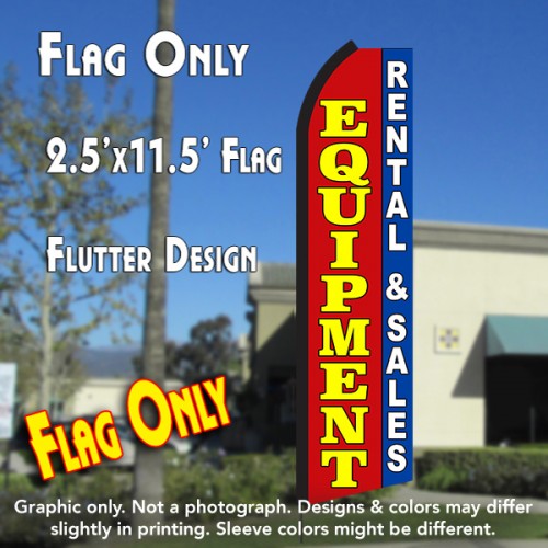 EQUIPMENT RENTAL & SALES (Red/Blue) Flutter Polyknit Feather Flag (11.5 x 2.5 feet)