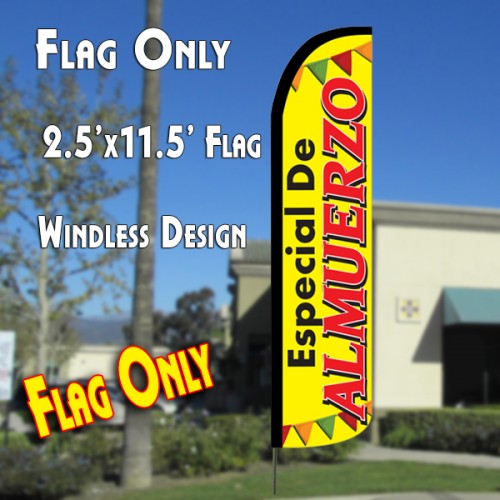 ESPECIAL DE ALMUERZO Windless Polyknit Feather Flag (2.5 x 11.5 feet)