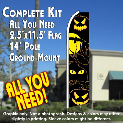 EYES (Halloween) Flutter Feather Banner Flag Kit (Flag, Pole, & Ground Mt)