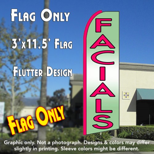 FACIALS (Green) Flutter Feather Banner Flag (11.5 x 3 Feet)