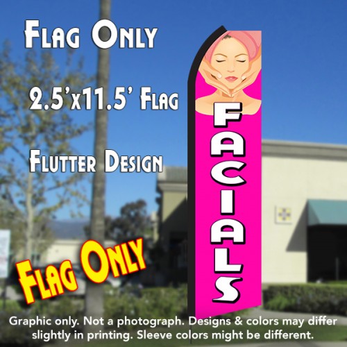 FACIALS (Pink/White) Flutter Polyknit Feather Flag (11.5 x 2.5 feet)