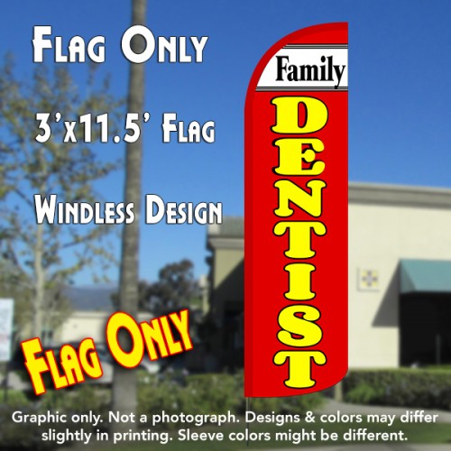 Family Dentist Windless Polyknit Feather Flag (3 x 11.5 feet)