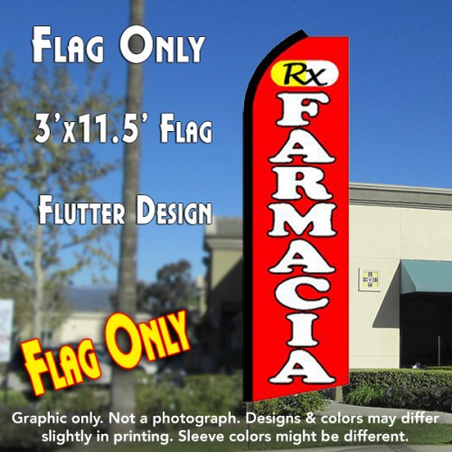 FARMACIA (Red) Flutter Feather Banner Flag (11.5 x 3 Feet)