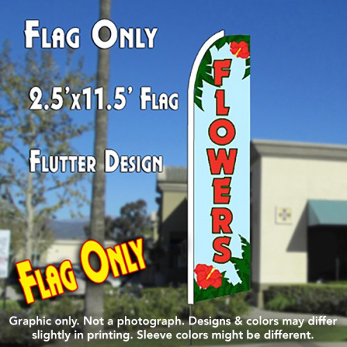 FLOWERS (Blue) Flutter Feather Banner Flag (11.5 x 2.5 Feet)