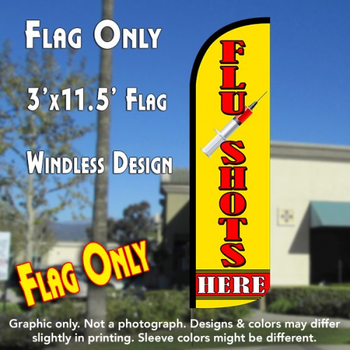Flu Shots Windless Polyknit Feather Flag (3 x 11.5 feet)