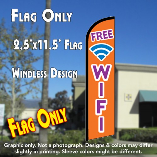 FREE WIFI Windless Feather Banner Flag (2.5 x 11.5 Feet)