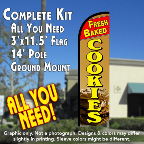 Fresh Baked Cookies Windless Feather Banner Flag Kit (Flag, Pole, & Ground Mt)