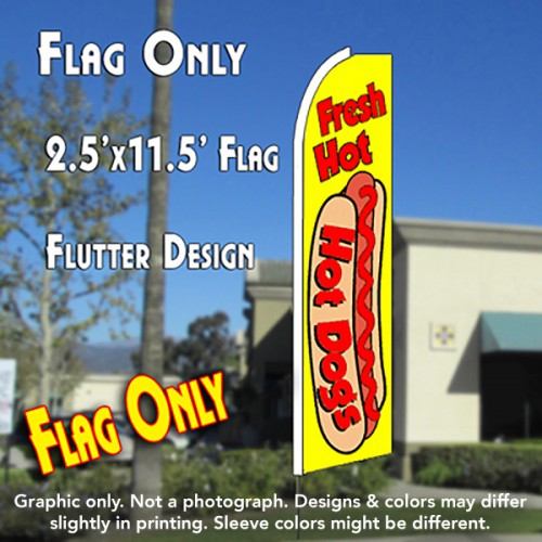 FRESH HOT DOGS (Yellow) Flutter Feather Banner Flag (11.5 x 2.5 Feet)