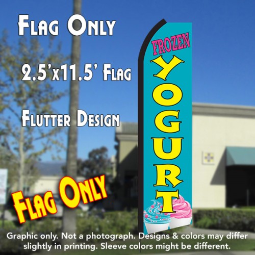 FROZEN YOGURT (Blue/Yellow) Flutter Polyknit Feather Flag (11.5 x 2.5 feet)