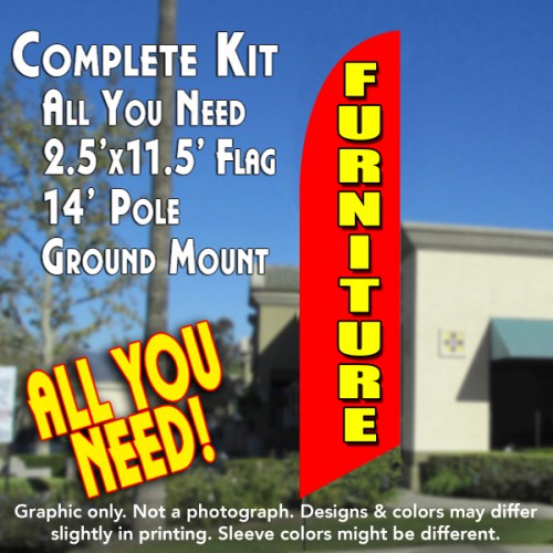 FURNITURE (red/Yellow) windless Banner Flag Kit (Flag, Pole, & Ground Mt)