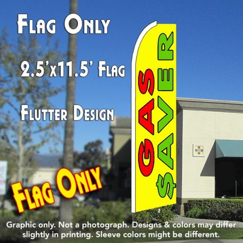 GAS SAVER (Yellow) Flutter Feather Banner Flag (11.5 x 2.5 Feet)