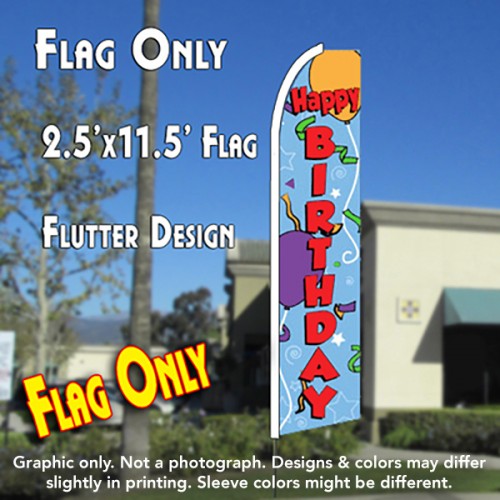 HAPPY BIRTHDAY (Blue) Flutter Feather Banner Flag (11.5 x 2.5 Feet)