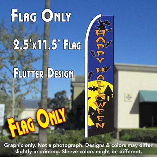 HAPPY HALLOWEEN (Blue) Flutter Feather Banner Flag (11.5 x 2.5 Feet)