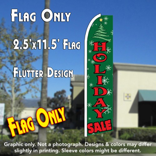 HOLIDAY SALE (Green) Flutter Feather Banner Flag (11.5 x 2.5 Feet)