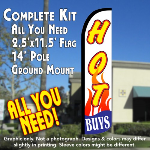 HOT BUYS Windless Feather Banner Flag Kit (Flag, Pole, & Ground Mt)