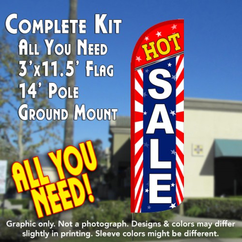 Hot Sale (Starburst) Windless Feather Banner Flag Kit (Flag, Pole, & Ground Mt)