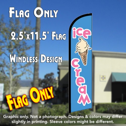 ICE CREAM (Blue) Windless Feather Banner Flag (2.5 x 11.5 Feet)