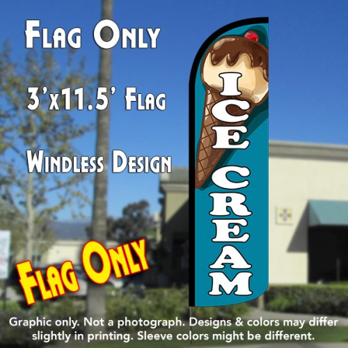 Ice Cream (Teal) Windless Polyknit Feather Flag (3 x 11.5 feet)