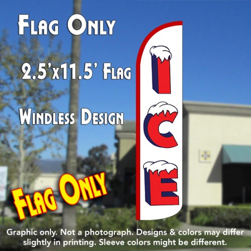 ICE (White/Red) Windless Polyknit Feather Flag (2.5 x 11.5 feet)