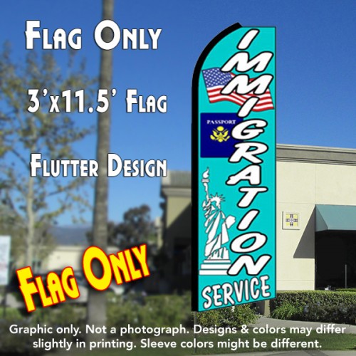 IMMIGRATION SERVICE (Blue) Flutter Feather Banner Flag (11.5 x 3 Feet)