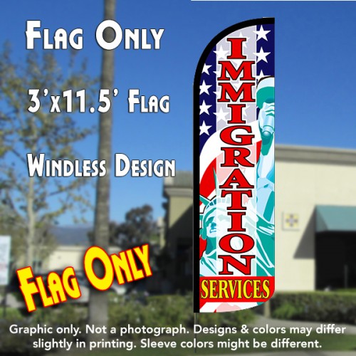 Immigration Services Windless Polyknit Feather Flag (3 x 11.5 feet)