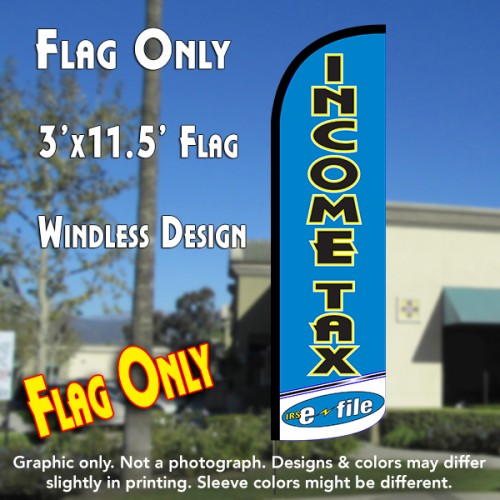 Income Tax e-file (Light Blue/White) Windless Polyknit Feather Flag (3 x 11.5 feet)