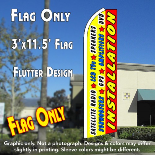 INSTALLATION (Yellow/Red) Flutter Feather Banner Flag (11.5 x 3 Feet)