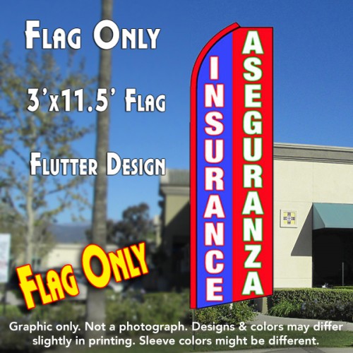 INSURANCE/ASEGURANZA (Blue/Red/White) Flutter Feather Banner Flag