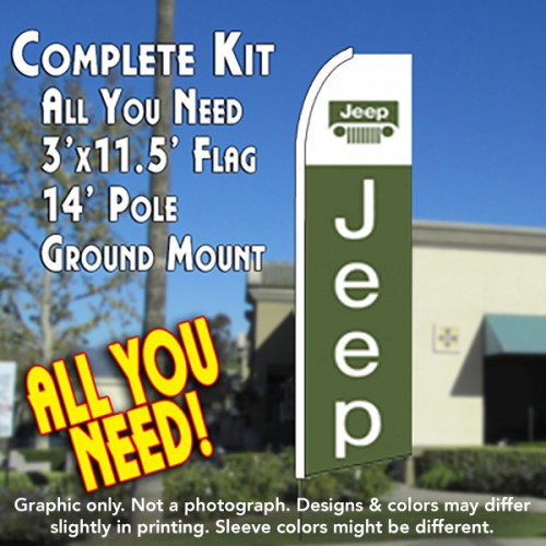JEEP Flutter Feather Banner Flag Kit (Flag, Pole, & Ground Mt)