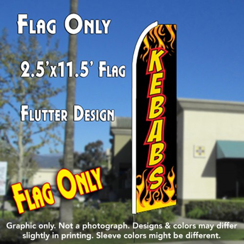 Kebabs (Flames) Flutter Feather Banner Flag (11.5 x 2.5 Feet)