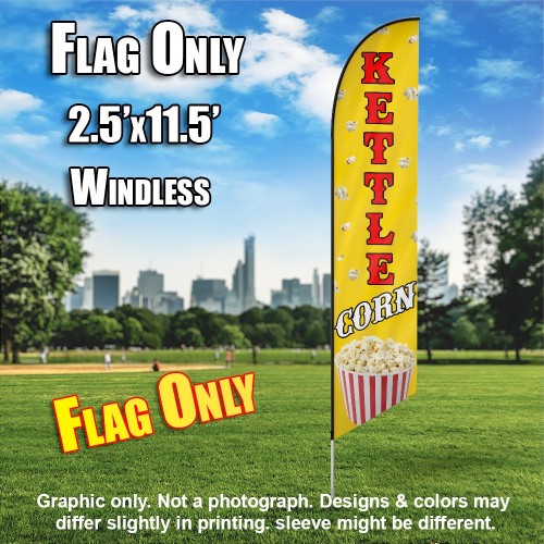 KETTLE CORN (Yellow/Red) Flutter Feather Banner Flag (11.5 x 2.5 Feet)