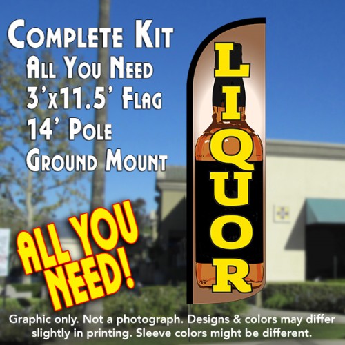Flag, Pole, & Ground Mount Liquor Windless Feather Flag Kit Bundle 