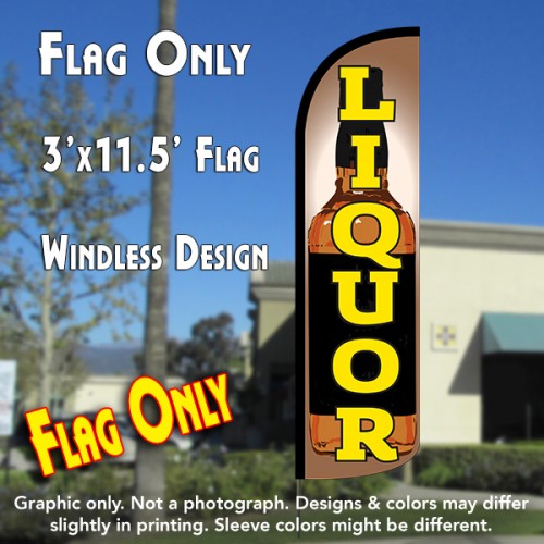 Liquor (Bottle) Windless Polyknit Feather Flag (3 x 11.5 feet)