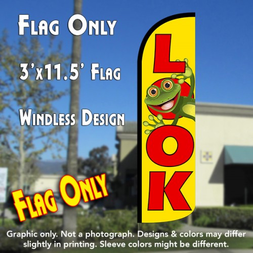 Look (Yellow/Red) Windless Polyknit Feather Flag (3 x 11.5 feet)
