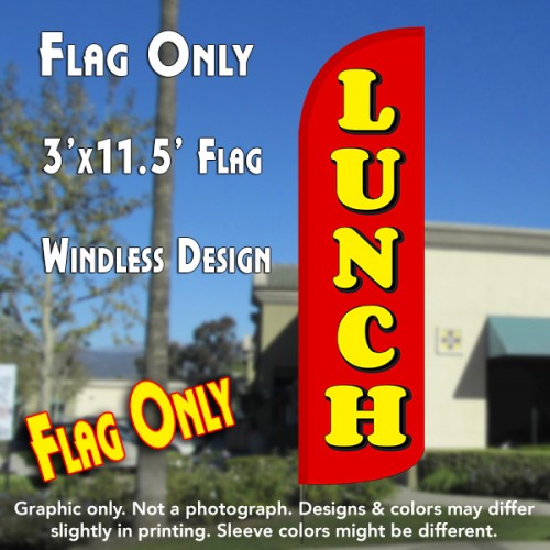 Lunch (Red/Yellow) Windless Polyknit Feather Flag (3 x 11.5 feet)