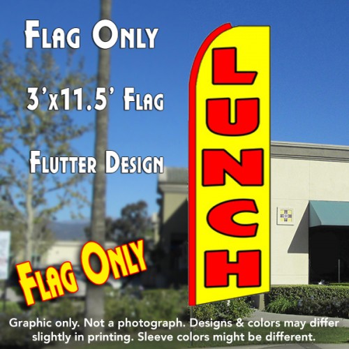 LUNCH (Yellow) Flutter Feather Banner Flag (11.5 x 3 Feet)