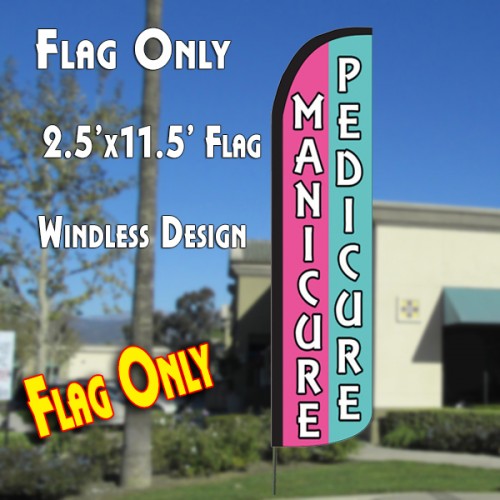 MANICURE PEDICURE Windless Polyknit Feather Flag (2.5 x 11.5 feet)