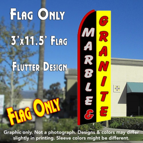 MARBLE & GRANITE (Black/Yellow) Flutter Feather Banner Flag (11.5 x 3 Feet)